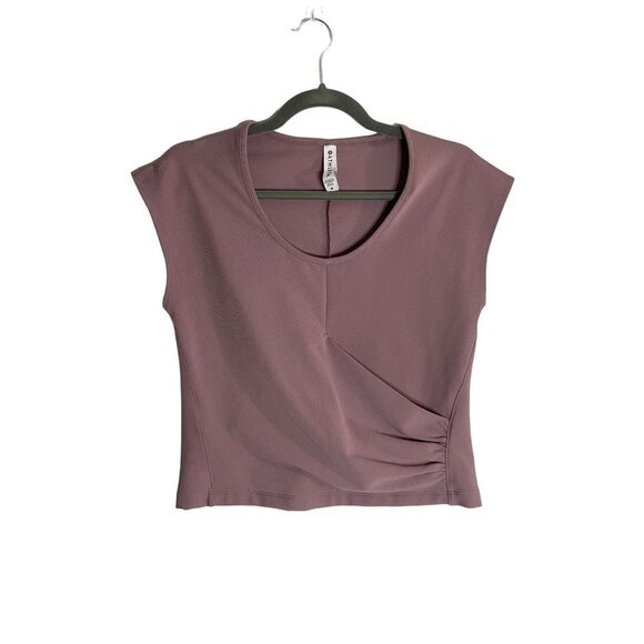 Athleta Bayview Ribbed Mauve Tee-sz Medium - Picture 2 of 7